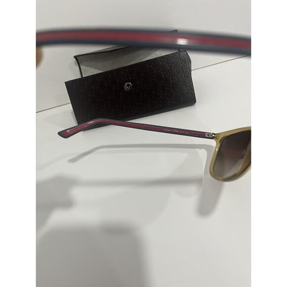 Gucci Sunglasses Mirror Lenses with Brown Frame, Blue/Red - WITH BOX & CLEANER - Picture 6 of 15